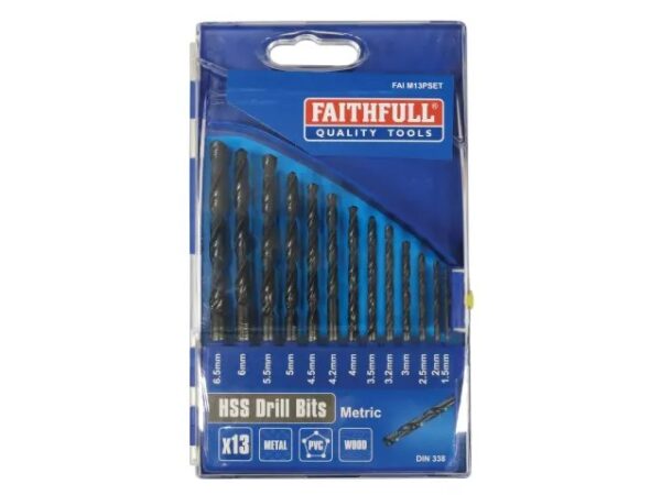 Faithfull 13 Piece HSS Drill Set Metric 1.5mm - 6.5mm