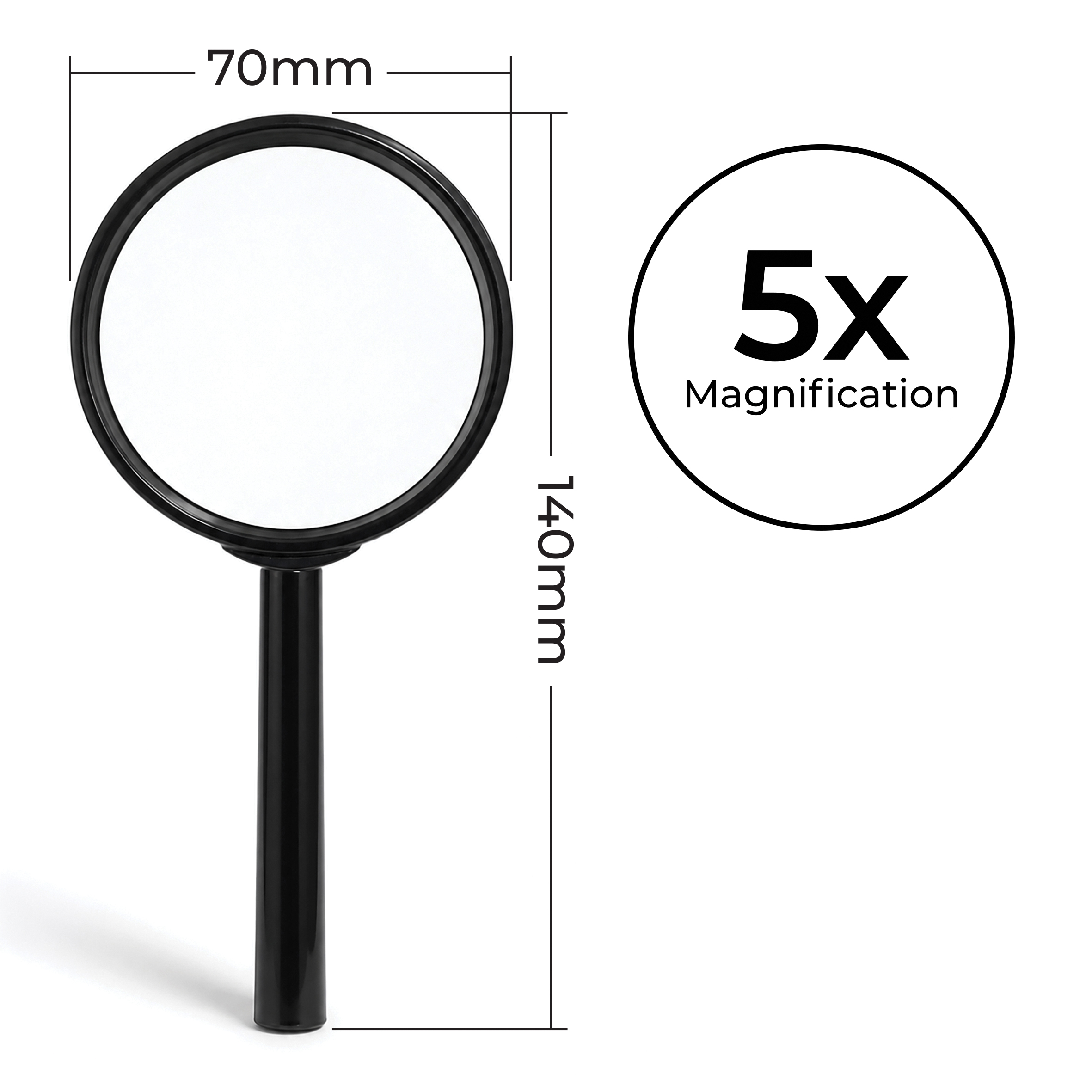 Hand Magnifying Glass 65mm 5 x Magnification - Image 2