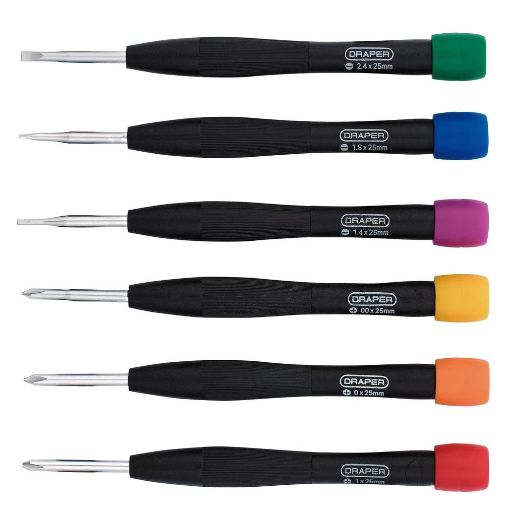 6 Piece Precision Flat/Cross Screwdriver Set - Image 2