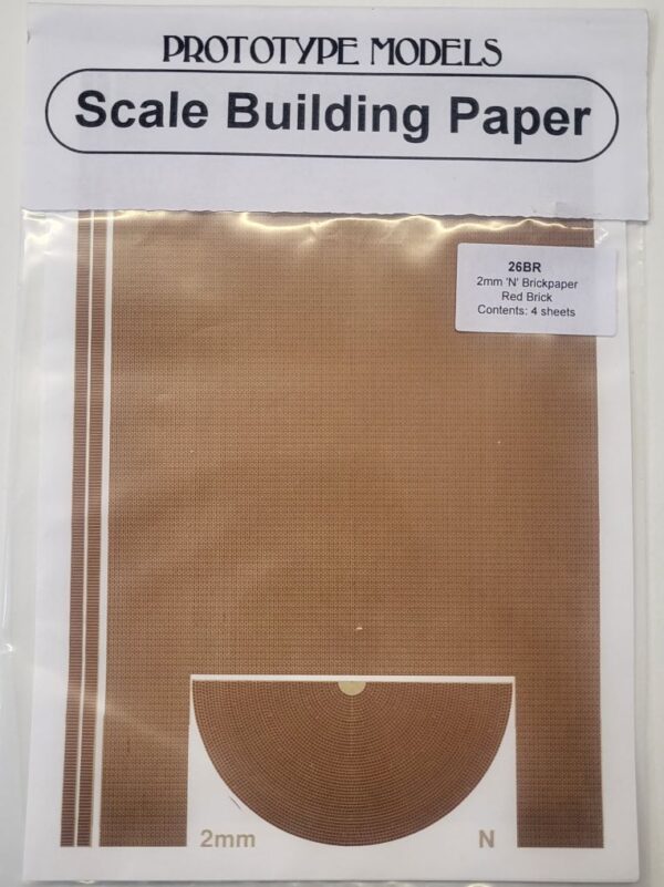 PROTOTYPE 2mm/N Brick paper- English Bond RED (Pk of 4)