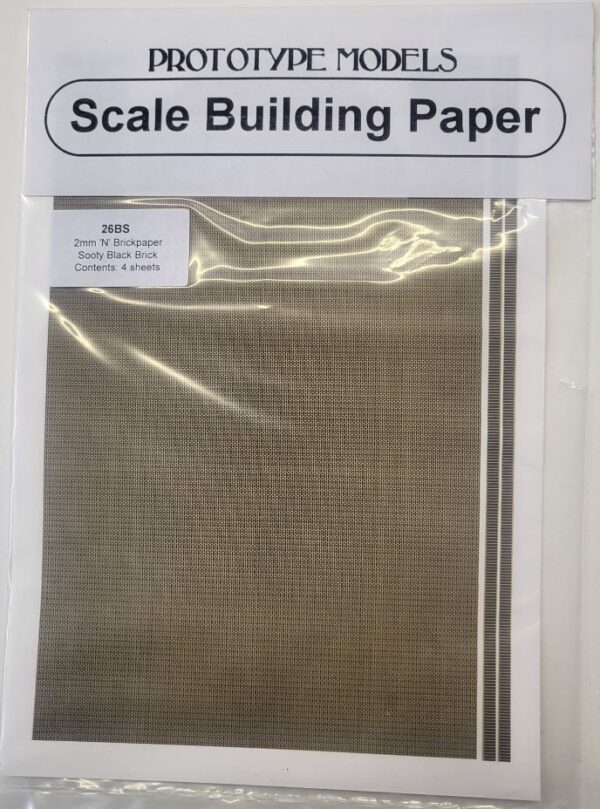 PROTOTYPE 2mm/N Brick paper- English Bond Sooty (Pk of 4)