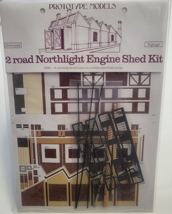 PROTOTYPE 2mm/N LMS Engine Shed (2-Road Northlight) Building Sheet Kit No: 26M8