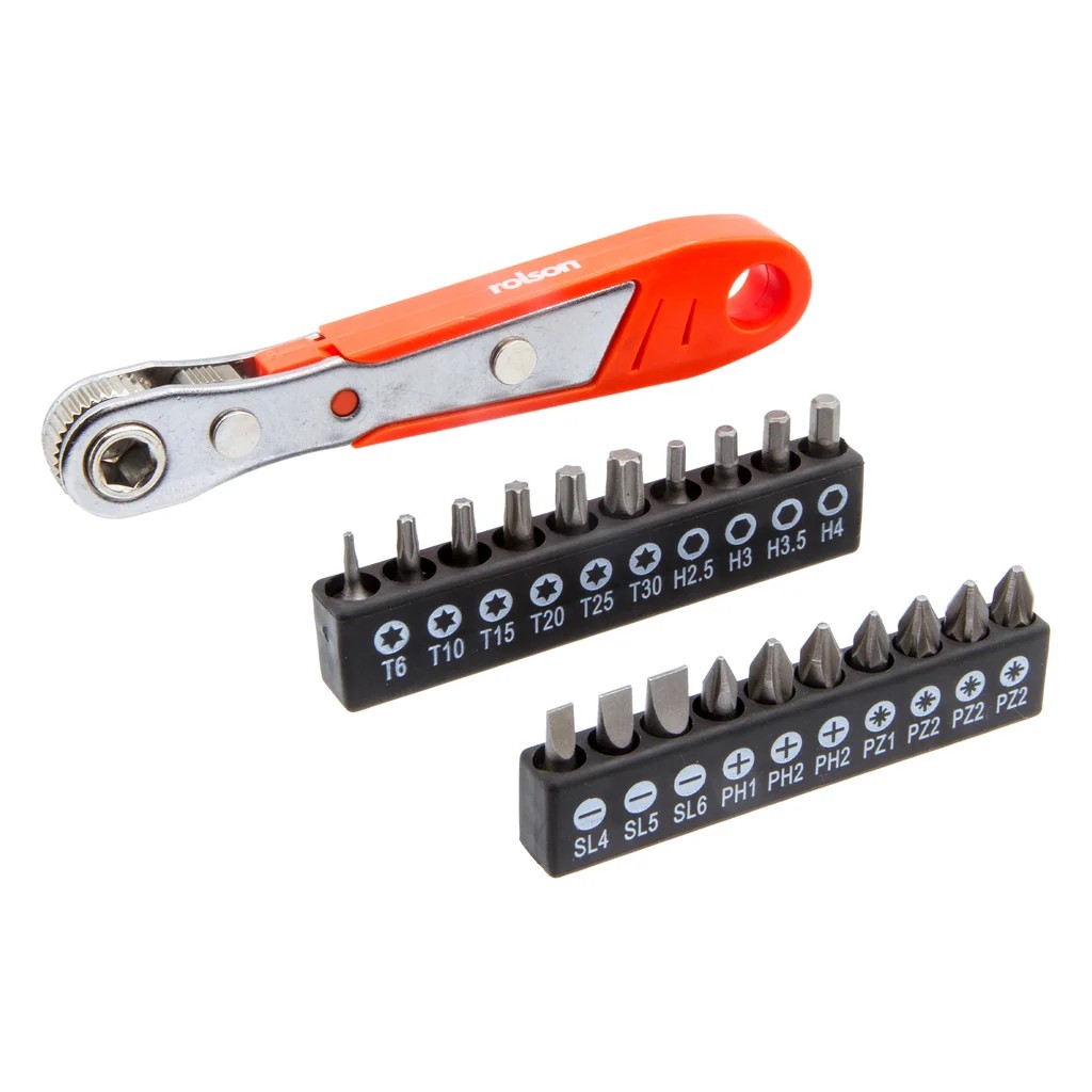Rolson 21 P/C Offset Ratchet Wrench & Bit Set