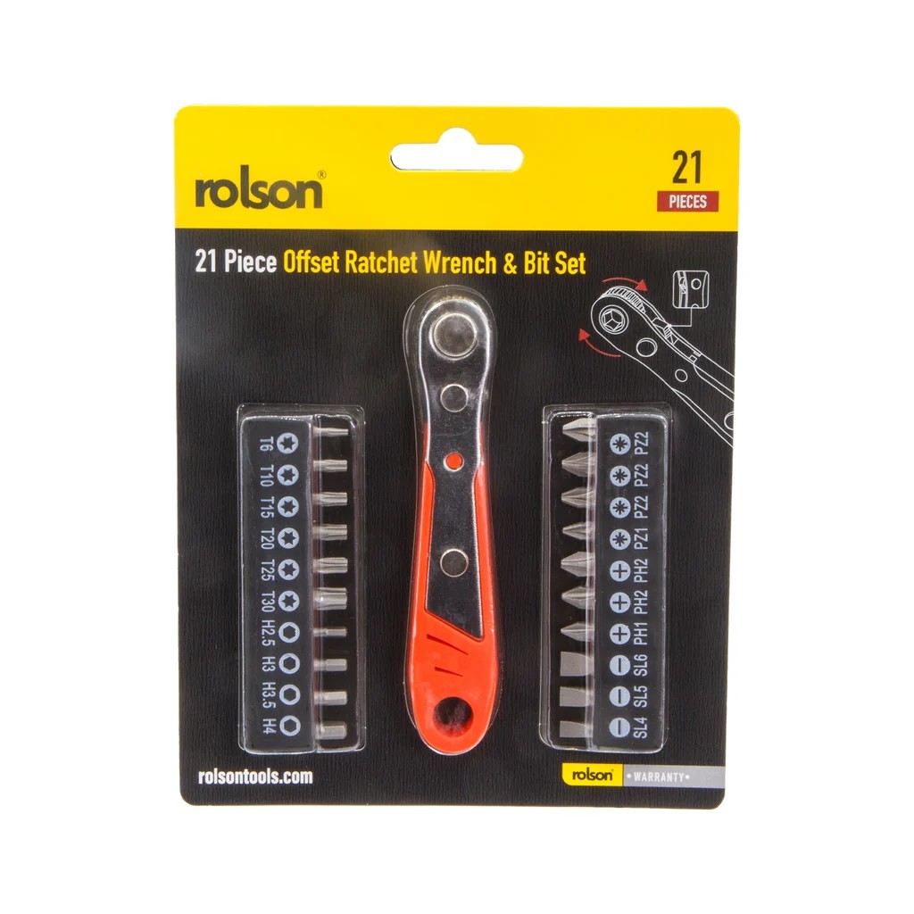 Rolson 21 P/C Offset Ratchet Wrench & Bit Set - Image 2