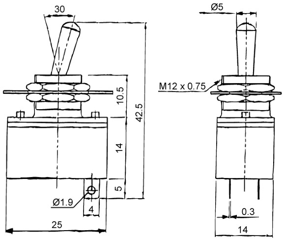 Standard Toggle SPST On-Off - Image 2