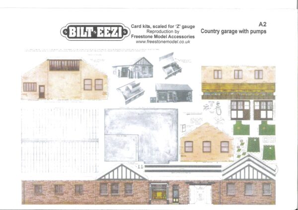 BILTEEZI 1.5mm/Z Garage with Pumps Etc Building Kit Sheet No. A2