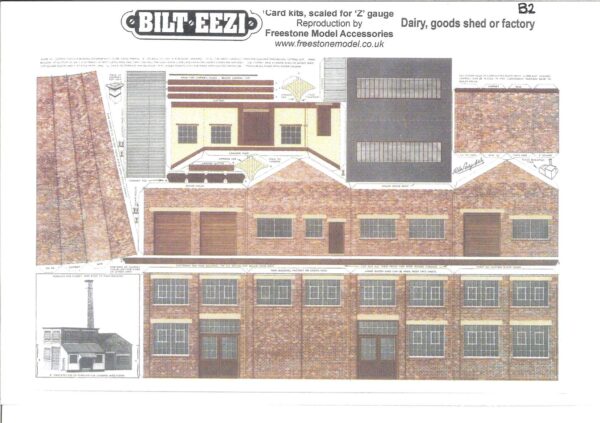BILTEEZI 1.5mm/Z Goods Shed, Factory or Dairy Building Kit Sheets No. B2
