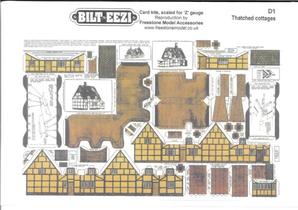 BILTEEZI 1.5mm/Z Thatched Cottage Building Kit Sheets No. D1