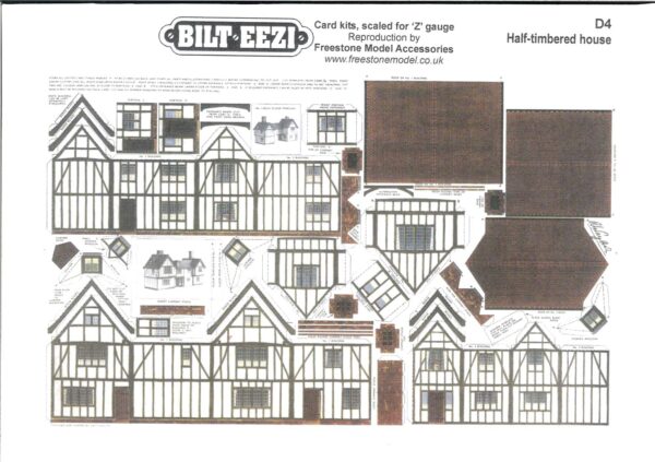 BILTEEZI 1.5mm/Z Large Half Timbered House Building Kit Sheets No. D4