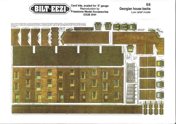 BILTEEZI 1.5mm/Z Georgian House Backs Building Kit Sheets No. E6