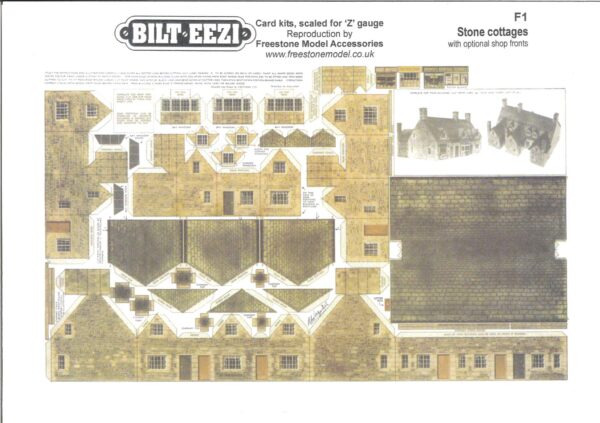 BILTEEZI 1.5mm/Z Row of Stone Cottages Building Kit Sheets No. F1