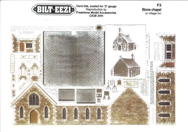 BILTEEZI 1.5mm/Z Stone Chapel Building Kit Sheets No. F3
