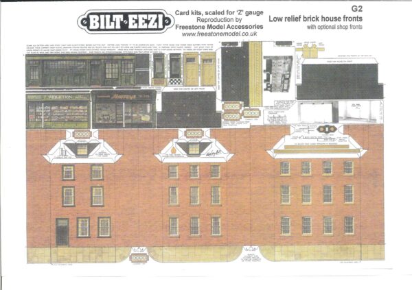 BILTEEZI 1.5mm/Z Row of Brick Houses/Shop Building Kit Sheets No. G2