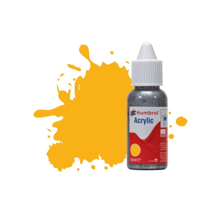 Humbrol No 154 Insignia Yellow Matt Acrylic Paint (14ml)