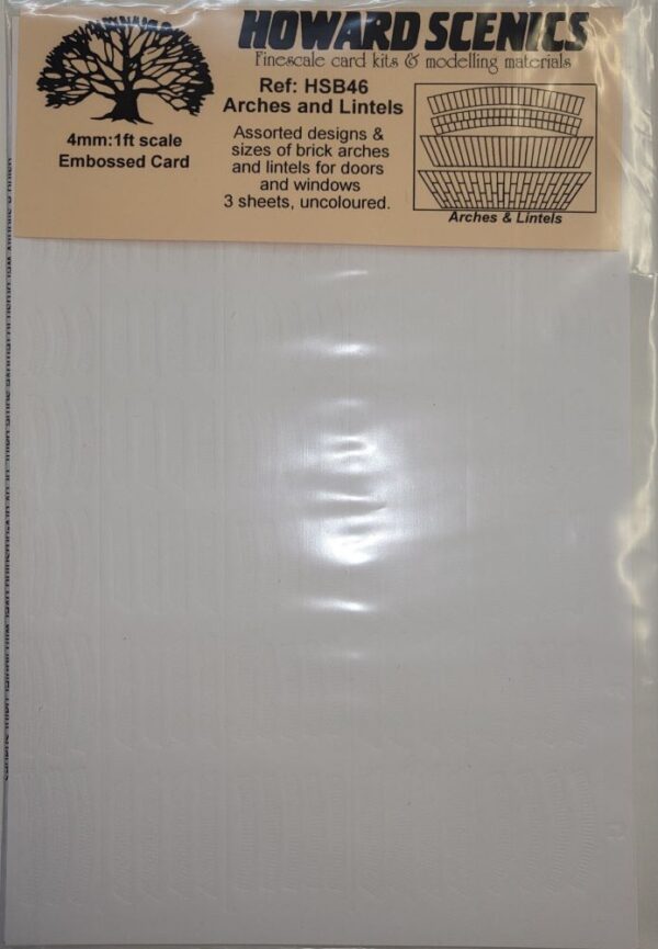 HOWARD SCENICS 4mm: 1 ft Scale Arches and Lintels Embossed Card (3 Sheets)