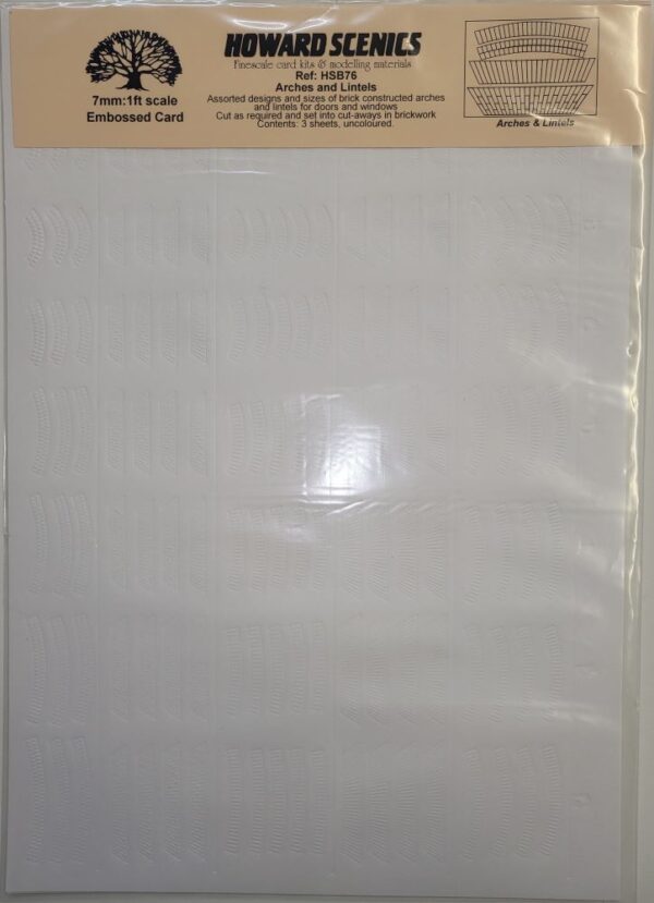 HOWARD SCENICS 7mm: 1ft Scale Arches and Lintels Embossed Card (3 Sheets)