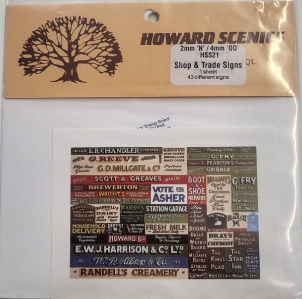 HOWARD SCENICS 2mm/4mm (N/OO) Shop and Trade Signs (1 Sheet)