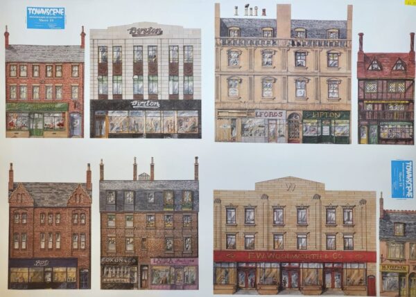Townscene 4mm/OO High Street Shops/ Town Centre Backscene Sheet No 10