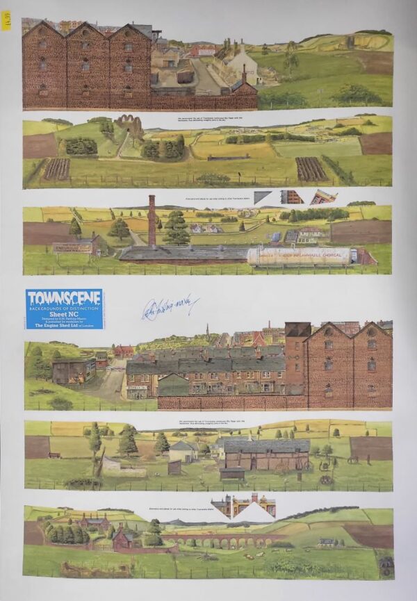 Townscene 2mm/N Countryside with Town to either side Backscene Sheet NC