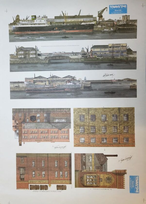 Townscene 2mm/N Dockside and Warehouses Backscene Sheet ND
