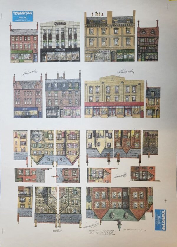 Townscene 2mm/N School,Houses and Town Shops Backscene Sheet NE